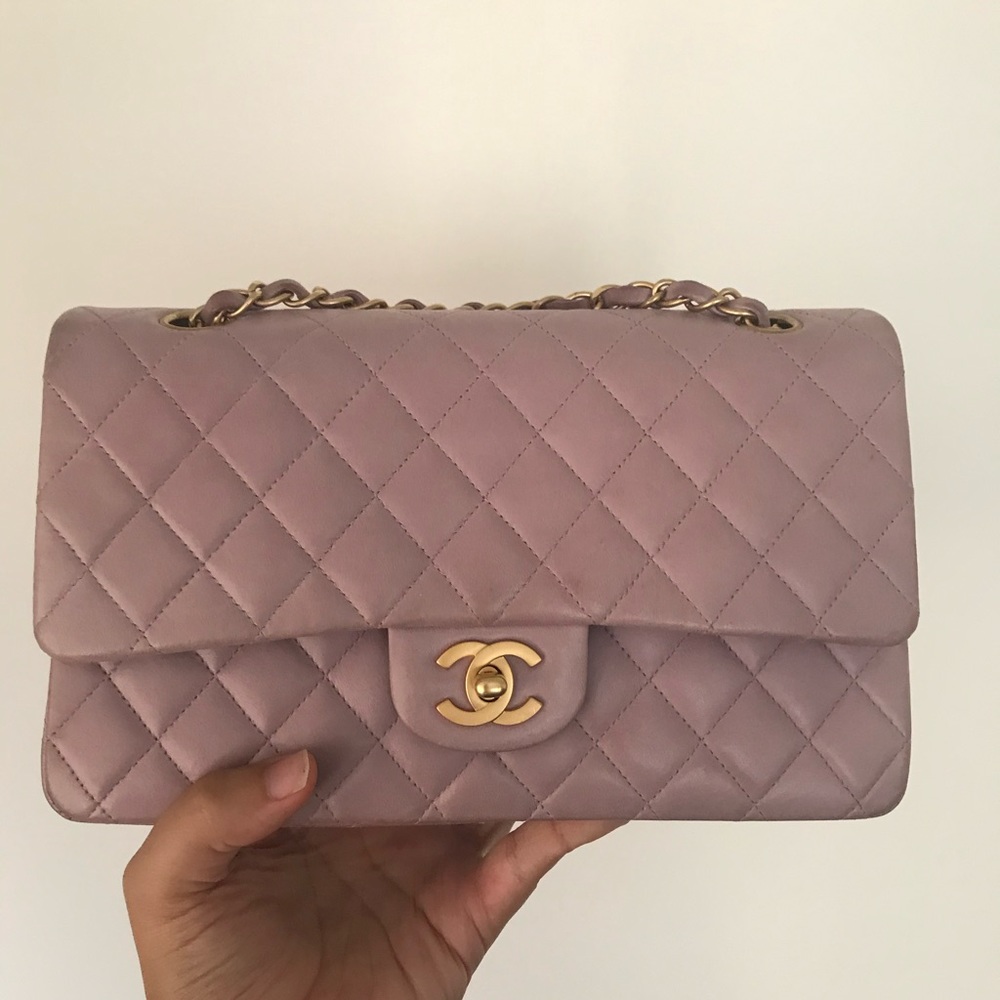Chanel medium classic flap in light lavender